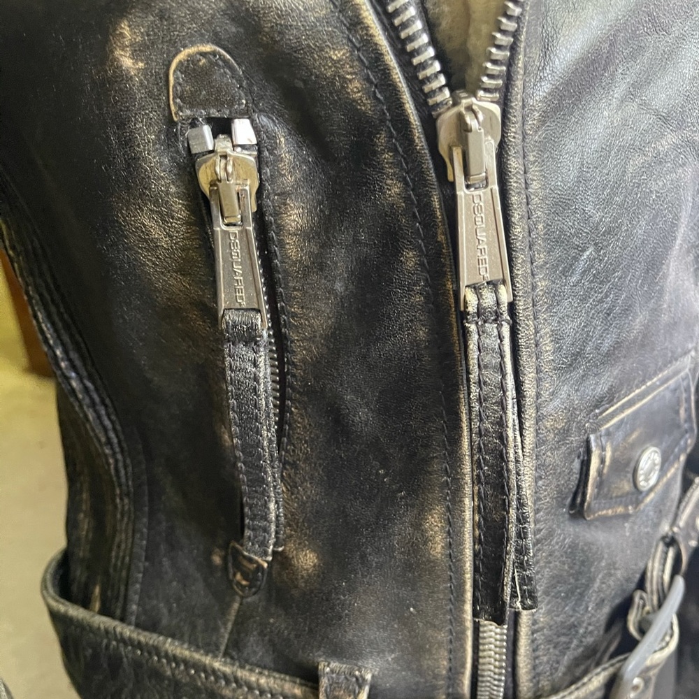 Dsquared2 Horsehide Leather Jacket Shearling Moto… - image 8